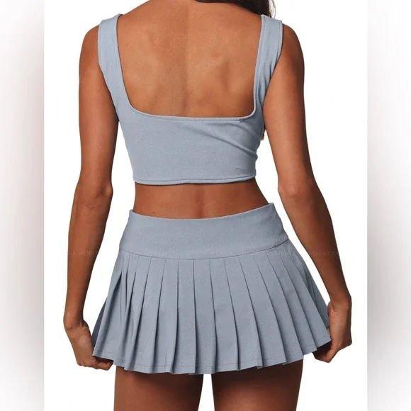 Montce x Olivia Culpo Light Denim Tennis Skirt S Blue - Picture 4 of 8